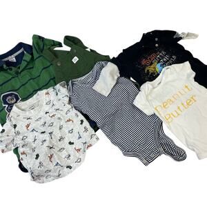 6 Baby Boys 6 Months One Piece Carters Circo Short Sleeve Tops Stripe Outfit Lot